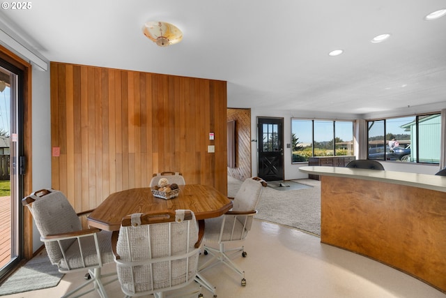 35565 Lower Loop Rd, Pacific City, OR 97135 - dining area featuring wood walls, healthy amount of natural light, and recessed lighting