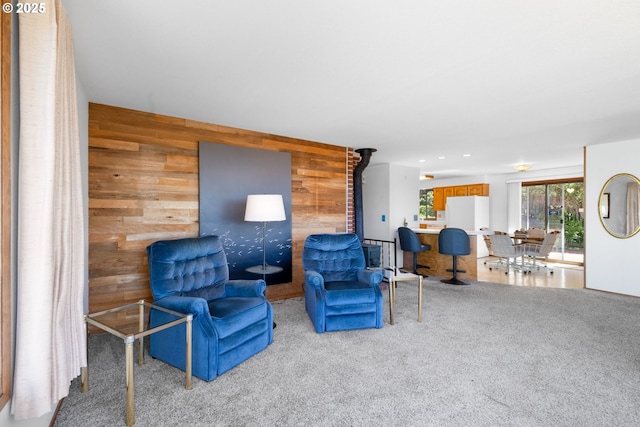 35565 Lower Loop Rd, Pacific City, OR 97135 - sitting room featuring wood walls and carpet floors