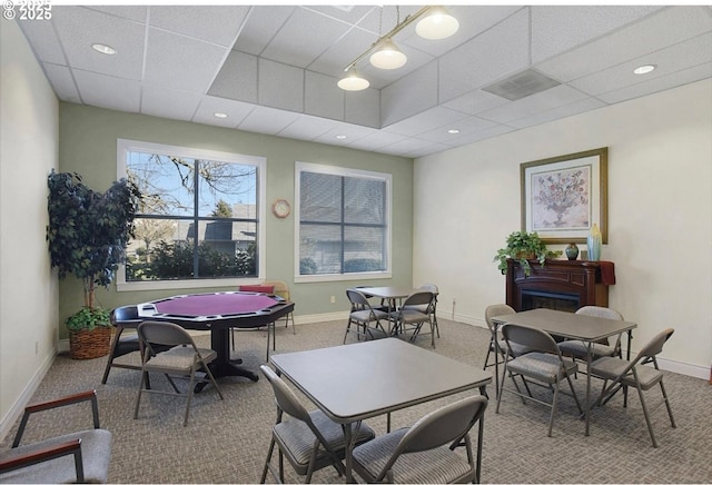 16146 SW 130th Ter Unit 2, Portland, OR 97224 - rec room with carpet floors, a paneled ceiling, and baseboards