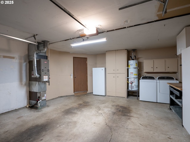 8275 SW Chestnut St, Portland, OR 97223 - garage with washer and dryer, secured water heater, a garage door opener, and heating unit