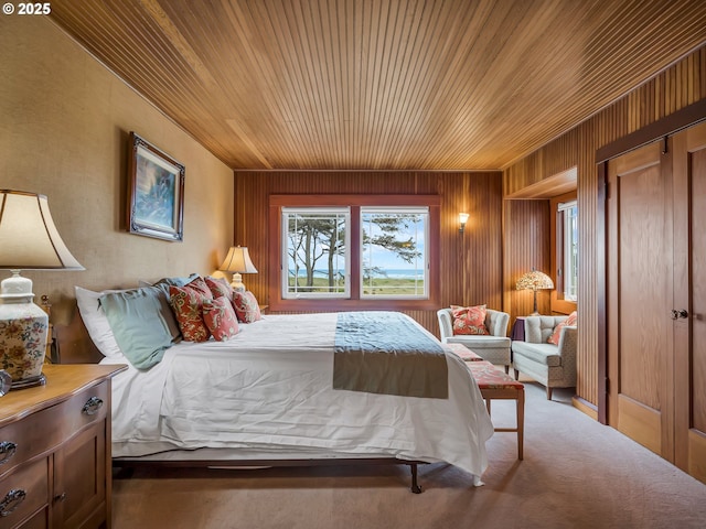 1021 S Prom, Seaside, OR 97138 - bedroom featuring wooden ceiling and wood walls