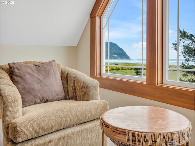 1021 S Prom, Seaside, OR 97138 - living area with vaulted ceiling and a water view