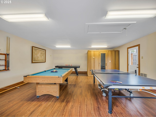 1021 S Prom, Seaside, OR 97138 - game room with attic access, wood finished floors, baseboards, and billiards table