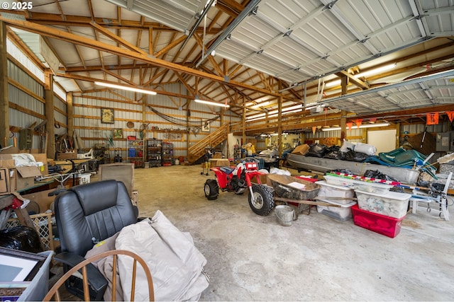 garage featuring metal wall