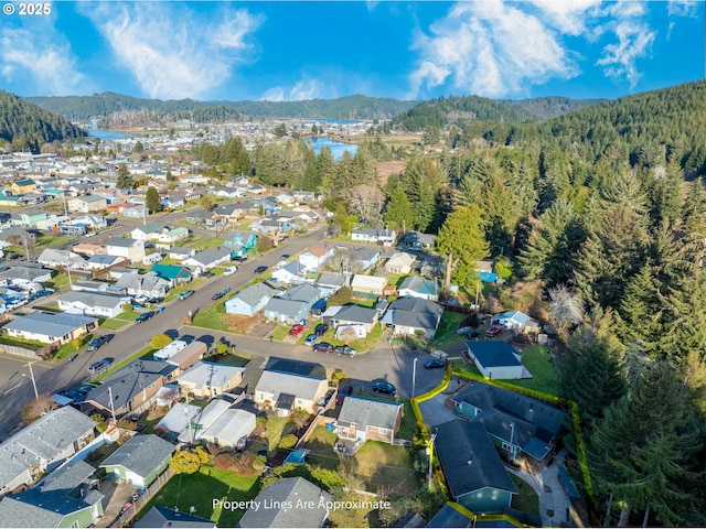 aerial view with a mountain view