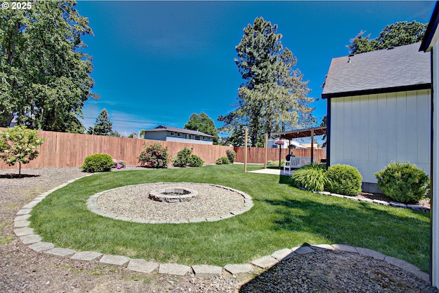 425 Warner St, Oregon City, OR 97045 - view of yard featuring an outdoor fire pit and a patio