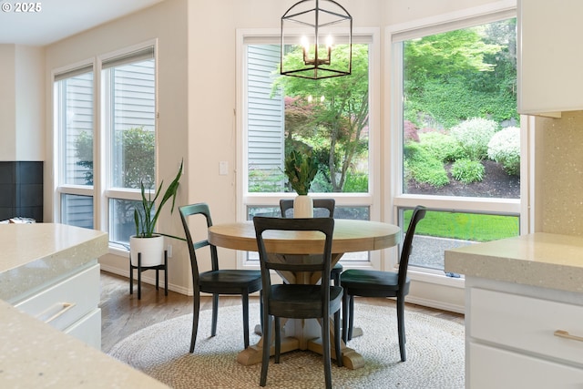 dining room featuring a chandelier and light wood-style floors