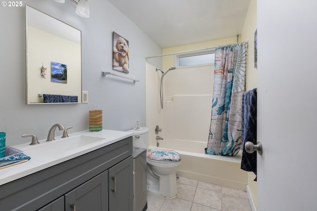 2950 SW Beach Ave, Lincoln City, OR 97367 - bathroom featuring shower / bath combo, tile patterned floors, vanity, and toilet