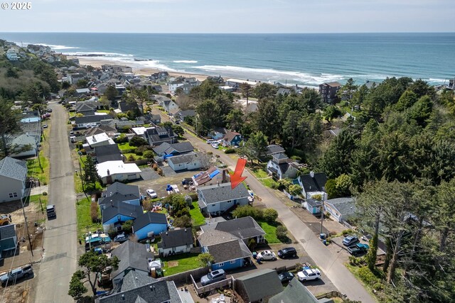 2950 SW Beach Ave, Lincoln City, OR 97367 - birds eye view of property featuring a view of the beach, a residential view, and a water view