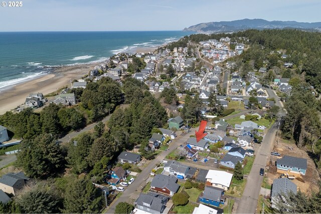 2950 SW Beach Ave, Lincoln City, OR 97367 - drone / aerial view with a beach view, a residential view, and a water view