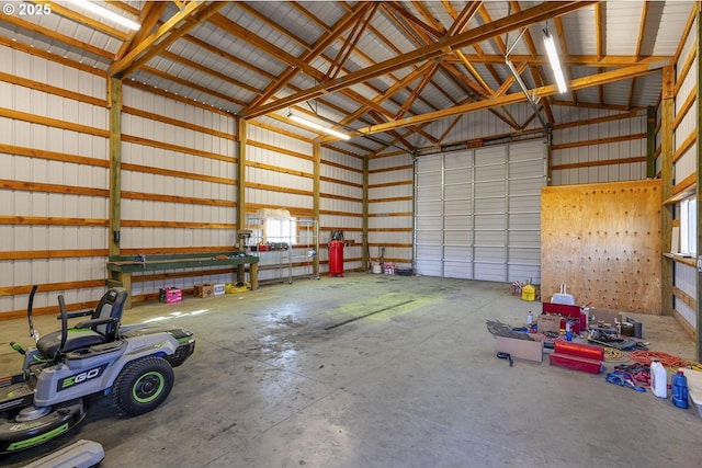 garage with metal wall