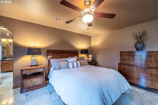 bedroom featuring a ceiling fan