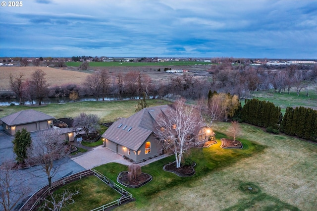 bird's eye view with a rural view