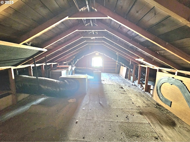 view of unfinished attic