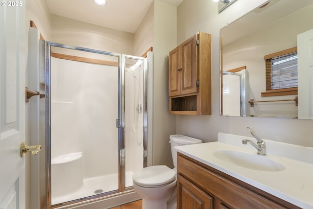 285 W Sunny Sands Rd, Cathlamet, WA 98612 - bathroom with a stall shower, toilet, and vanity