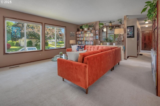 3511 NE Holman St, Portland, OR 97211 - living area with light carpet, plenty of natural light, and a textured ceiling