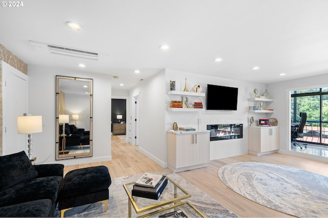 living room featuring light wood-type flooring