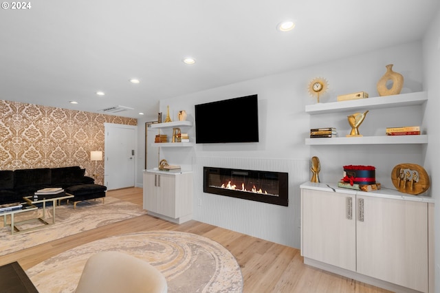 living room featuring light wood-type flooring