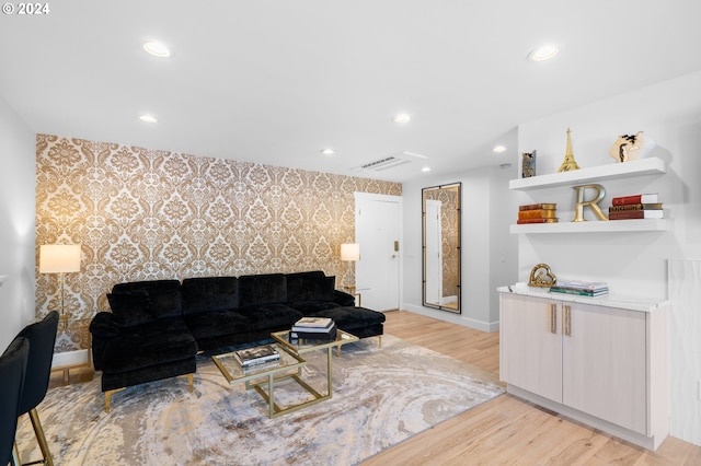 living room featuring light wood-type flooring