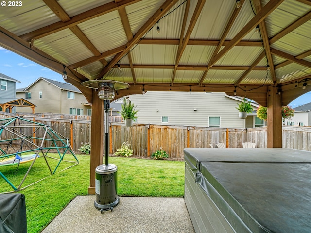 6212 N 87th Ave, Camas, WA 98607 - view of yard with a gazebo, a patio area, and a hot tub