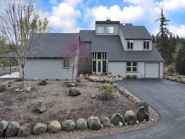 7145 SE Amity Dayton Hwy, Amity, OR 97101 - view of front of property featuring roof with shingles, asphalt driveway, and a chimney