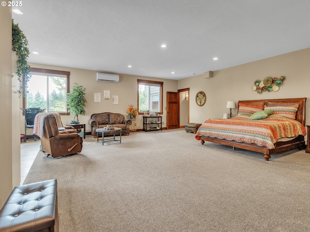 7145 SE Amity Dayton Hwy, Amity, OR 97101 - carpeted bedroom featuring a wall mounted AC and recessed lighting