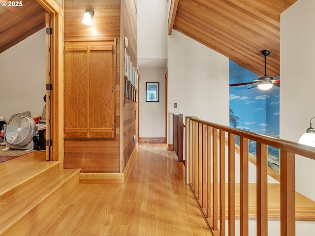 7145 SE Amity Dayton Hwy, Amity, OR 97101 - hallway with light wood-style flooring and vaulted ceiling