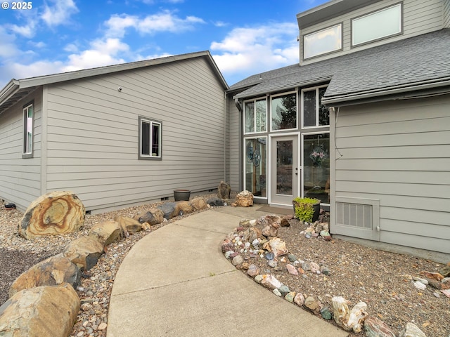 7145 SE Amity Dayton Hwy, Amity, OR 97101 - rear view of property with a shingled roof, crawl space, and a patio area