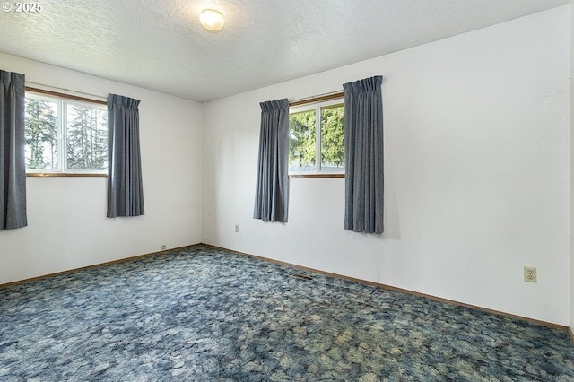 empty room featuring carpet and a textured ceiling