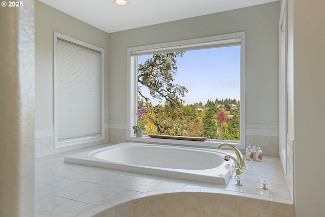 bathroom featuring a garden tub