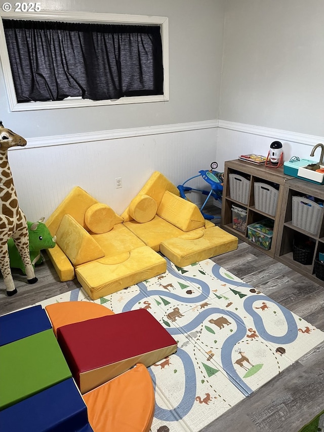 playroom featuring hardwood / wood-style flooring