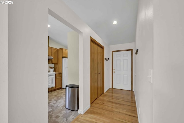 668 River Rd, Eugene, OR 97404 - hall featuring recessed lighting and light wood-style floors
