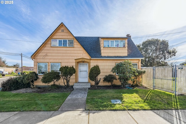 view of front facade featuring a front yard