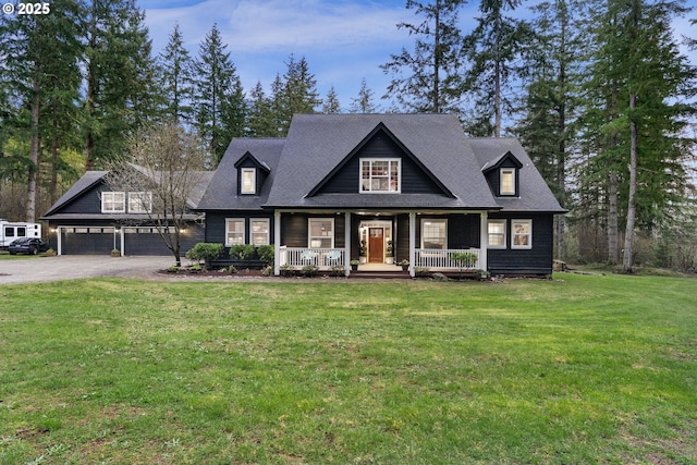 20015 NE 234th St, Battle Ground, WA 98604 - view of front of property featuring asphalt driveway, covered porch, a front lawn, and an attached garage