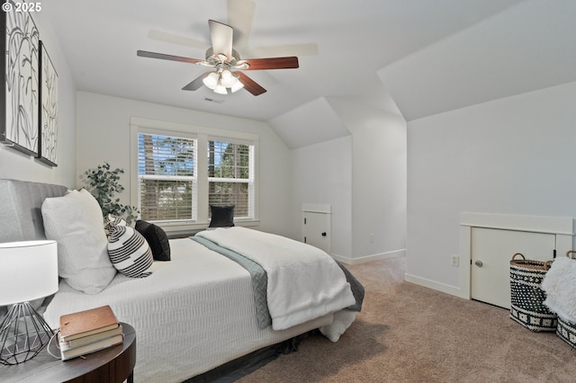 20015 NE 234th St, Battle Ground, WA 98604 - carpeted bedroom featuring vaulted ceiling, a ceiling fan, and baseboards