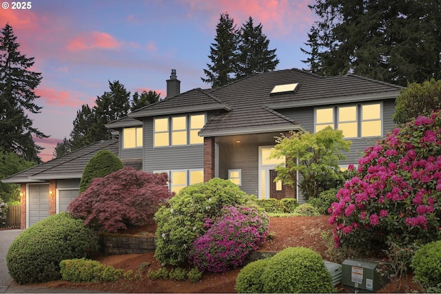 1324 Stonehaven Dr, West Linn, OR 97068 - view of front of house featuring a chimney, a garage, and driveway