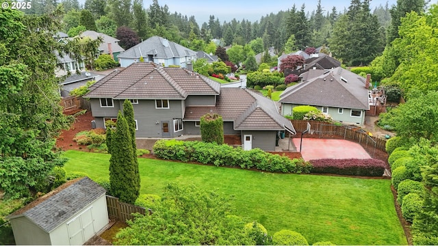 1324 Stonehaven Dr, West Linn, OR 97068 - rear view of property with a tiled roof, a patio, and a residential view