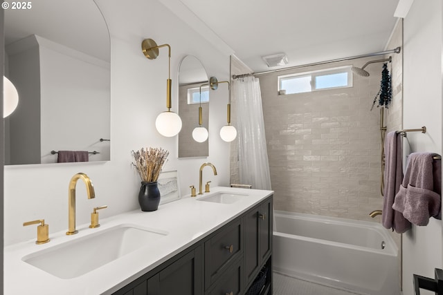 22692 SW Highland Dr, Sherwood, OR 97140 - bathroom with shower / tub combo with curtain and double vanity