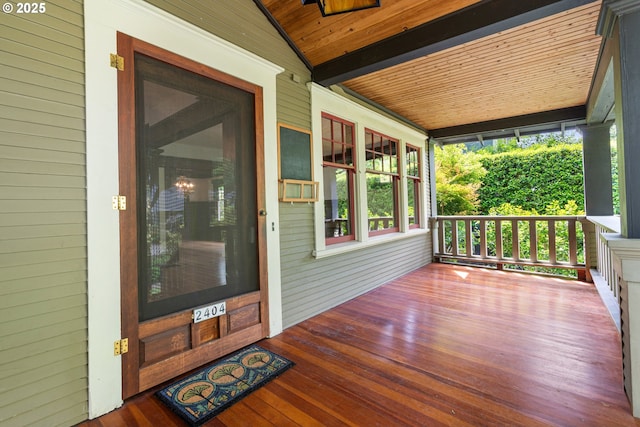 deck with covered porch