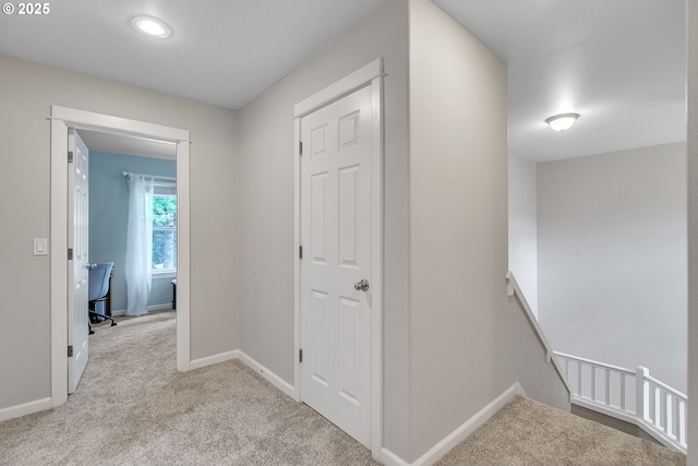 11433 SE Bethany Dr, Happy Valley, OR 97086 - corridor with an upstairs landing, carpet floors, and recessed lighting