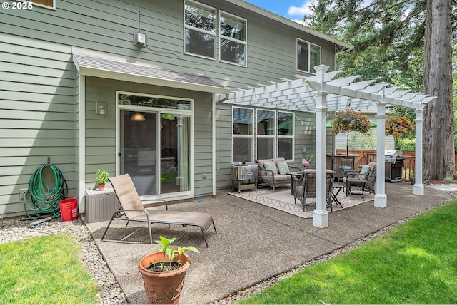 11433 SE Bethany Dr, Happy Valley, OR 97086 - back of house with a pergola, an outdoor living space, and a patio