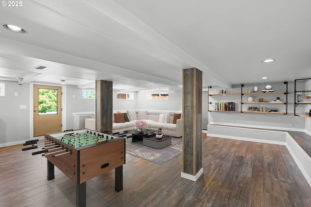 6310 SW 35th Ave, Portland, OR 97221 - game room featuring wood finished floors and recessed lighting
