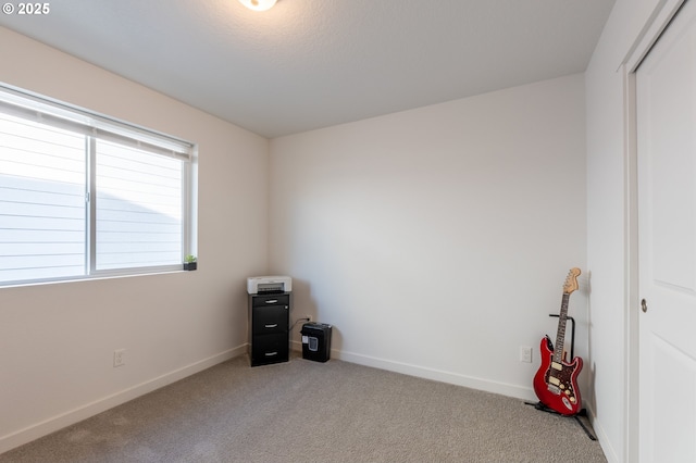 interior space featuring carpet and baseboards