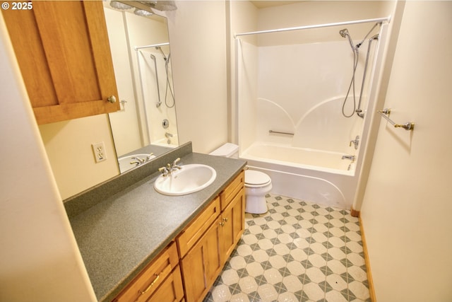 1317 Riggleman Ln, White Salmon, WA 98672 - bathroom featuring shower / bathtub combination, vanity, toilet, and tile patterned floors