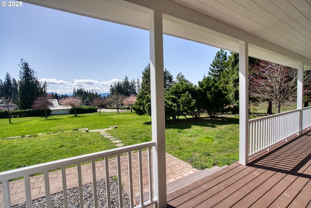 1317 Riggleman Ln, White Salmon, WA 98672 - wooden deck featuring a lawn