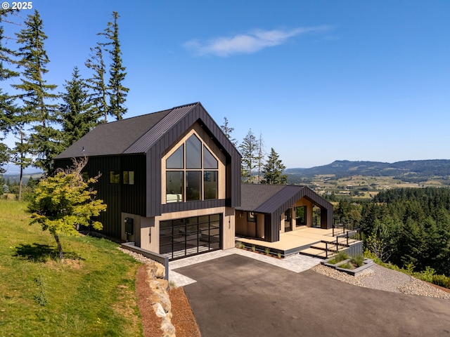 11625 NE Hoskins Hill Rd, Newberg, OR 97132 - view of front of property with asphalt driveway, a garage, and a mountain view