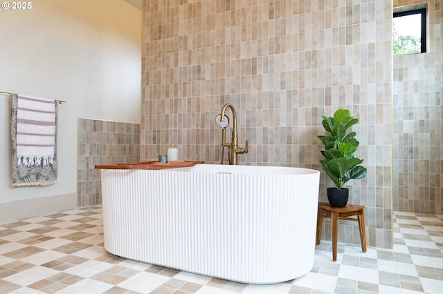 11625 NE Hoskins Hill Rd, Newberg, OR 97132 - bathroom with tile walls and a freestanding tub