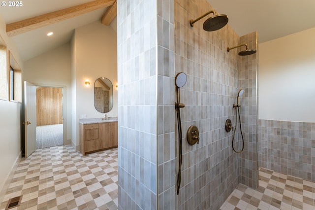 11625 NE Hoskins Hill Rd, Newberg, OR 97132 - full bath featuring a tile shower, vanity, and recessed lighting