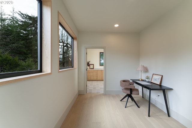 11625 NE Hoskins Hill Rd, Newberg, OR 97132 - home office with light wood-style floors, recessed lighting, and baseboards