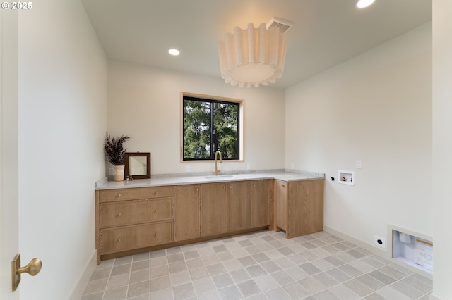 11625 NE Hoskins Hill Rd, Newberg, OR 97132 - laundry room featuring electric dryer hookup, hookup for a washing machine, baseboards, recessed lighting, and cabinet space
